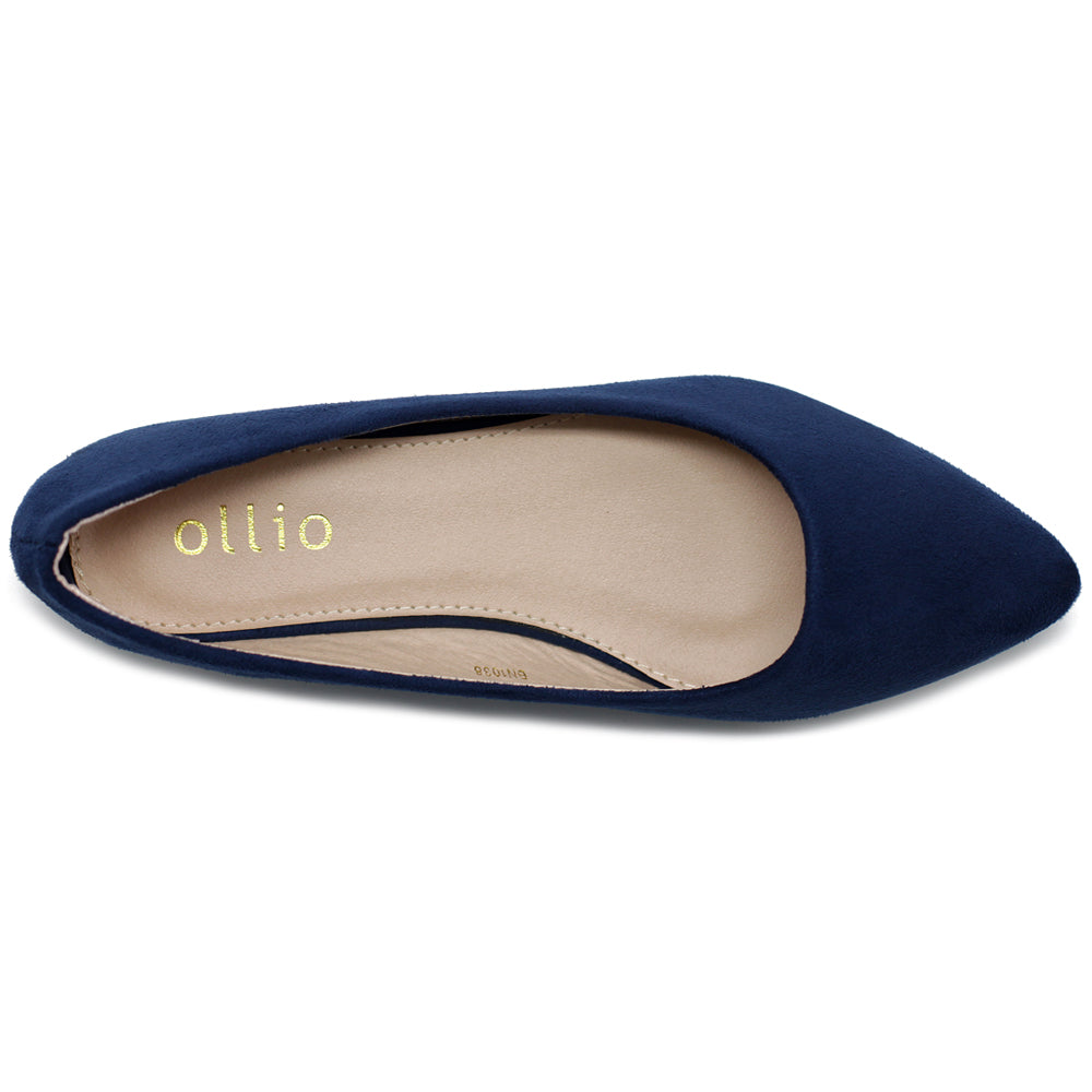 Ollio Women's Ballet Comfort Light Faux Suede Multi Color Shoe Flat (B