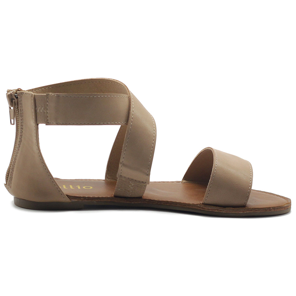 Women Zip Flat Gladiator Sandals Shoes 5724 – meetfun