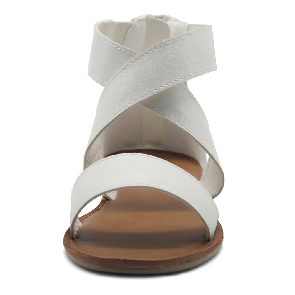 White Strap Flat Sandals  White shoes, Women shoes, Flat sandals