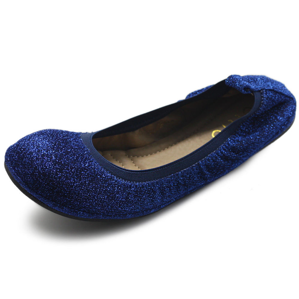 Ollio Women's Shoes Glitter Slip On Comfort Basic Ballet Flats F118