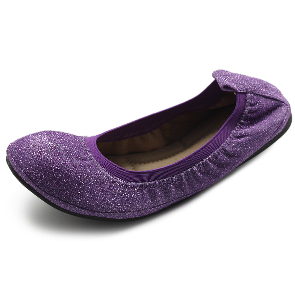 Ollio Women's Shoes Glitter Slip On Comfort Basic Ballet
