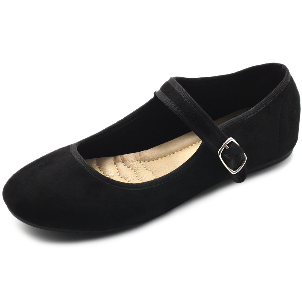 Ollio Women's Shoes Faux Suede Casual Mary Jane Light Ballet Flats ZY00F56-SU